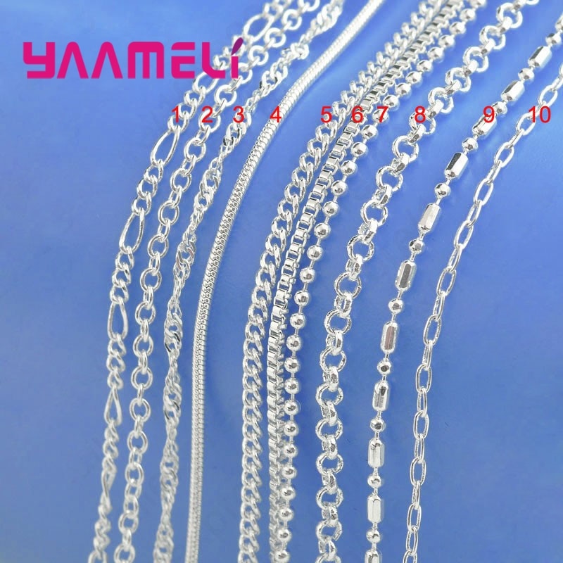 100-Authentic-Genuine-925-Sterling-Silver-Link-Chain-Necklace-with-Lobster-Clasps-fit-Men-Women-Pendant-1