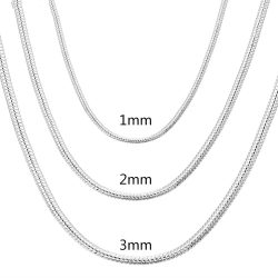 40-75cm 925 Sterling Silver 1MM/2MM/3MM solid Snake Chain Necklace For Men Women Fashion Jewelry ...