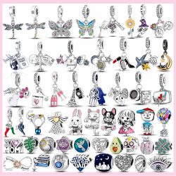 925 Sterling Silver Butterfly Dragonfly Charms Heart Beads For Bracelet DIY Original Jewelry Cha ...