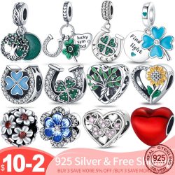 925 Sterling Silver Heart Shaped Charm Bead Fits Original Pandora Bracelet Necklace Women Chamel ...
