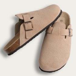 Comwarm Fashion Boston Clogs Women’s Suede Mules Slippers Cork Insole Sandals With Arch Su ...