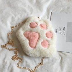 Cute Bear Paw Girls Chain Zipper Shoulder Bag Lovely Children’s Soft Plush Coin Purse Baby ...