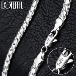 DOTEFFIL 925 Sterling Silver 6mm Side Chain 16/18/20/22/24 Inch Necklace For Women Man Fashion W ...