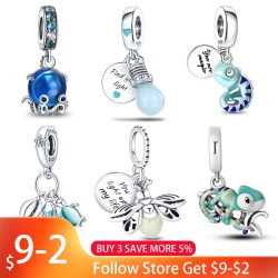 Fit Pandora 925 Original Bracelets Chameleon Luminous Firefly Butterfly Silver 925 Charms Beads  ...