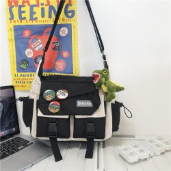 Harajuku Men Nylon Crossbody Bags for Women Messenger Bag Girls School Book Bags Youth Canvas Ha ...