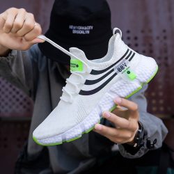 New Men Sneakers spring summer Mesh Breathable White Running Tennis Shoes Comfortable Outdoor Sp ...