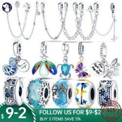 New in S925 Sterling Silver Ocean Collection Charm Will Shine Beads Fit Pandora Bracelet DIY Pen ...