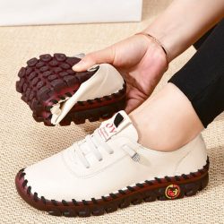 Sneakers Women Shoes Platform Loafers Lace Up Leather Flat Slip-On New Spring Casual Mom Shoe Mu ...
